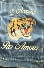 gucci denim jacket tiger embroidery men  s small size46