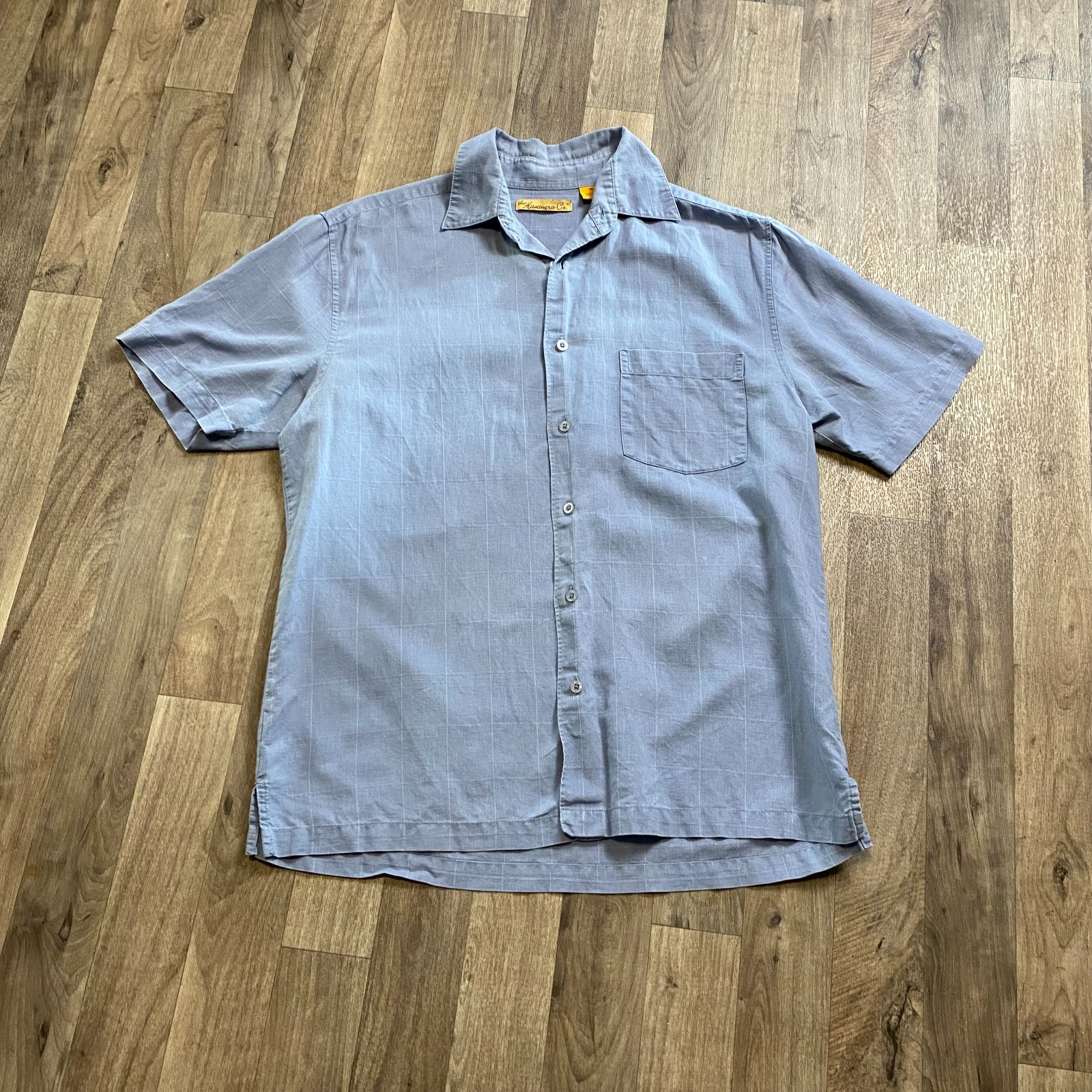 The Havanera Co Linen Cotton Blend Button Down Shirt Men's Medium Blue