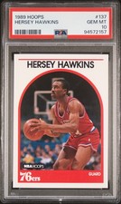 1989 HOOPS #137 HERSEY HAWKINS PSA 10