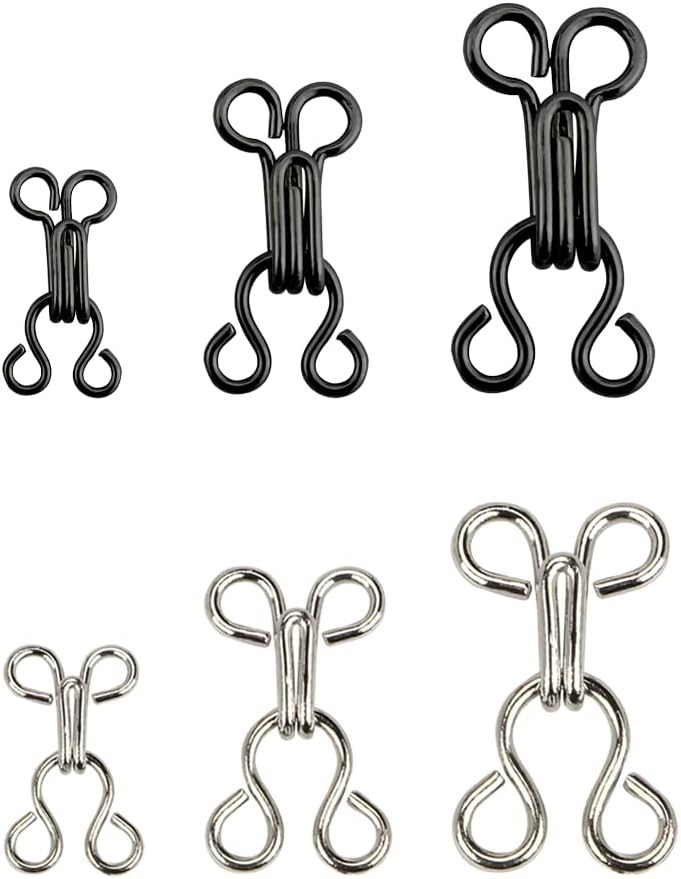 Sewing Hooks and Eyes Closure, 12 Pairs Bra Hook Eye Closure, Underwear Hook an