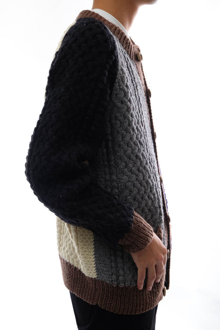 Inverallan 4A Golfer Cardigan Multicolor Cable Knit Made in Inverallan 4A Golfer Cardigan Multicolor Cable Knit Made in