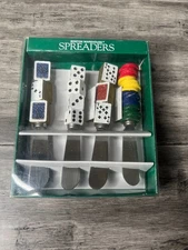 Boston Warehouse Poker Chips Dice and Cards Set of 4 Spreaders