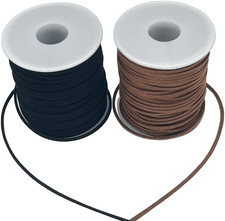 Leather String, 2 Rolls Faux Leather Cord, Flat Suede Leather Lace for Necklaces