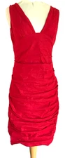 Nicole Miller Collection Sexy Red Cocktail Dress, Ruched 10 Body Con
