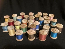 Lot Of 30 Vintage Sewing Thread Wooden Spools Belding Corticelli Assorted Colors