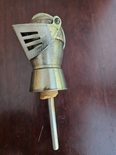 Vintage Medieval Knight Helmet Metal Wine Liquor Bottle Pourer Fun Barware