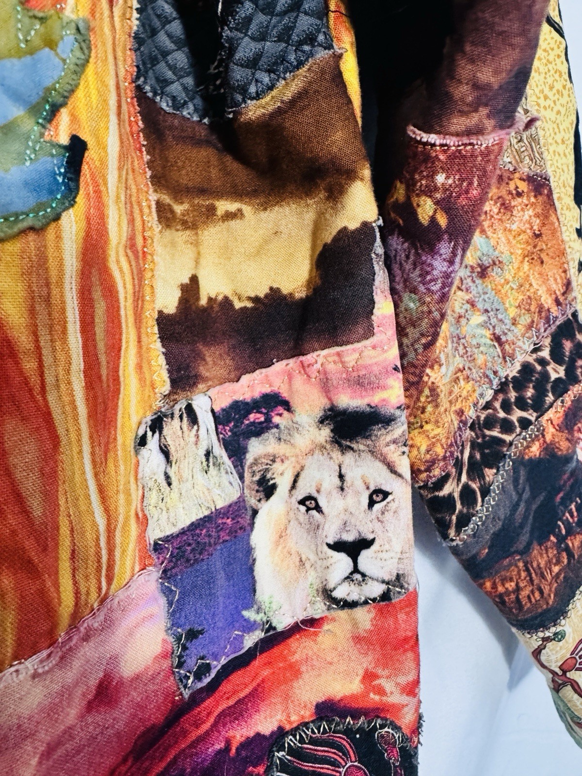 Vintage Handmade Patchwork Jacket African Motif L… - image 4