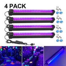 4PCS UV Black Light Bar Fixtures Ultraviolet Lamp Strip US Plug DJ Party Club