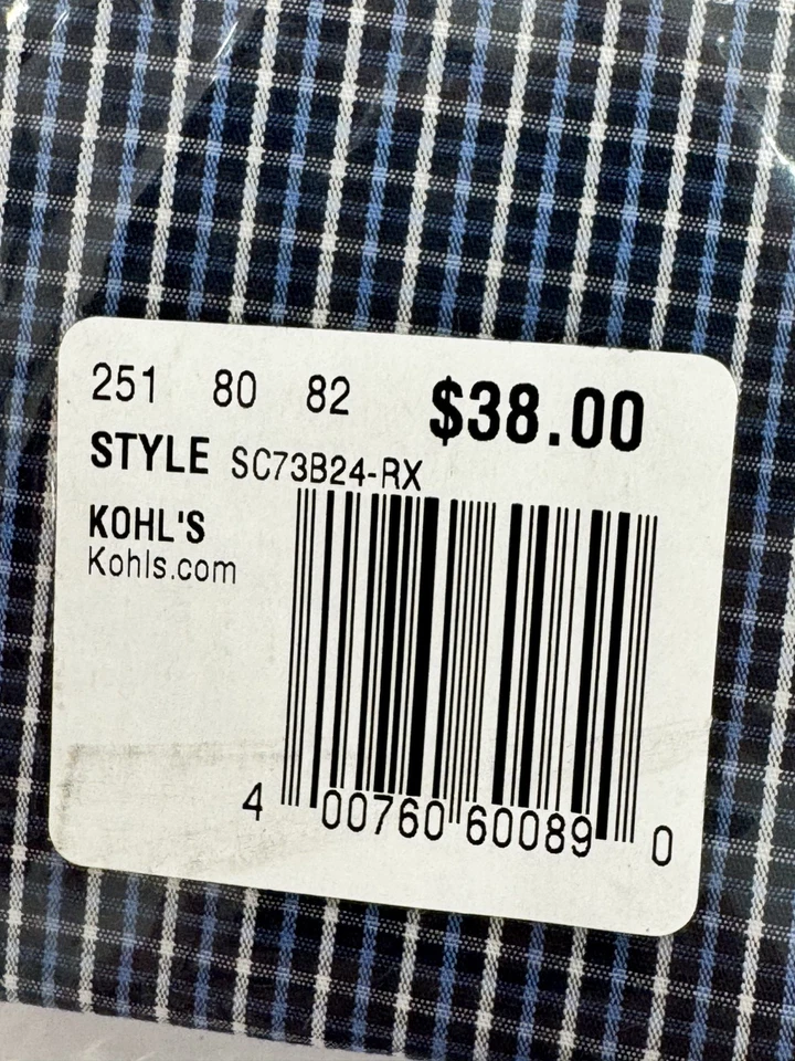 Camisa de vestir Croft & Barrow The Easy Care calce clásico para hombre azul marino dúo 18 34/5B nueva con etiquetas Foto 2 de 4