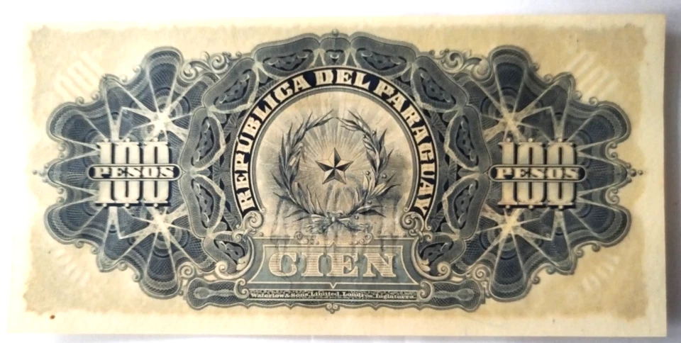 Billet - 100 Pésos 1907 PARAGUAY (Série A) P 122 NEUF - UNC - Photo 2/2
