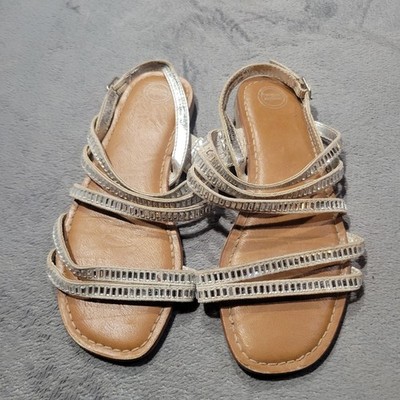 Wonder Nation Sandals Girls 13 Silver Rhinestone Strappy Dressy Summer Shoes 79