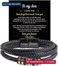 To My Son/Grandson Bracelet From Mom Grandmother, Infinity Knot Black Braided Le