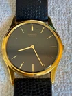 VTG Seiko Quartz Watch 5Y30-7A79 Men Gold Tone Thin Leather Analog New Battery
