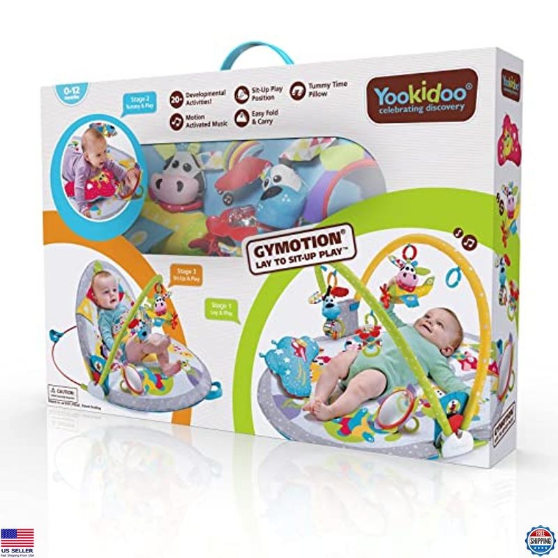 Yookidoo 3-in-1 Baby Gym Playmat - Activity Center with Tummy Time Toys & Mirror