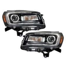 Left&Right Side Halogen Headlights w/LED Tube Assembly For 2013-2016 GMC Acadia