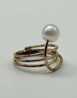 Pearl Style Wrap Ring Size O Statement Fashion Ring Gold/Rose Gold Tone