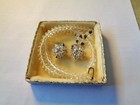Vintage Possibly Czech Glass Crystal Necklace & Clip On Earrings Set, Unsigned — photo 1