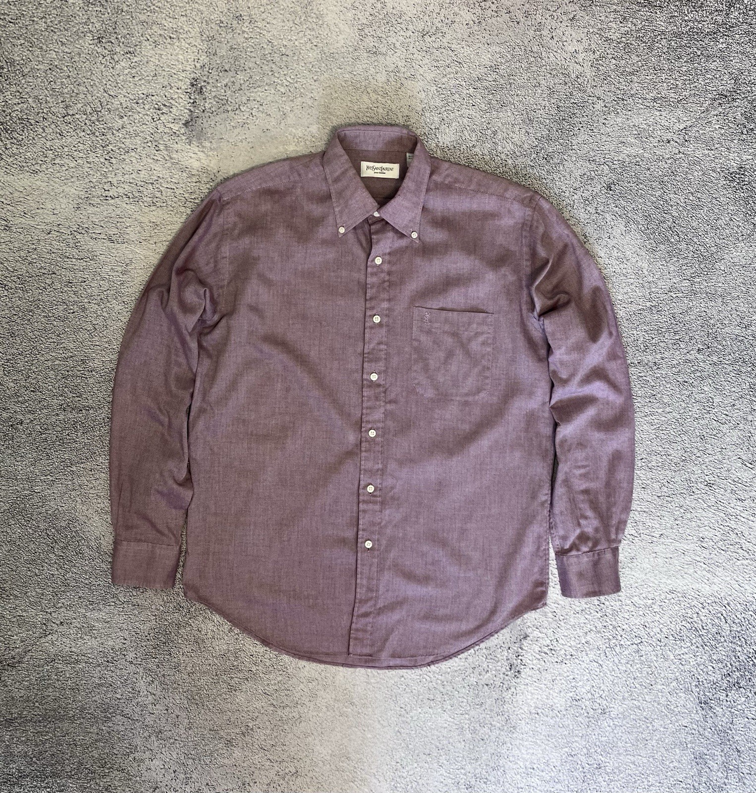 Camicia uomo Yves Saint Laurent taglia 39 15 5 rosa logo ricamato misto cotone