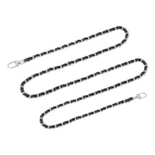 55" Purse Chain Strap with Buckles for Shoulder and Cross Body Black Silver