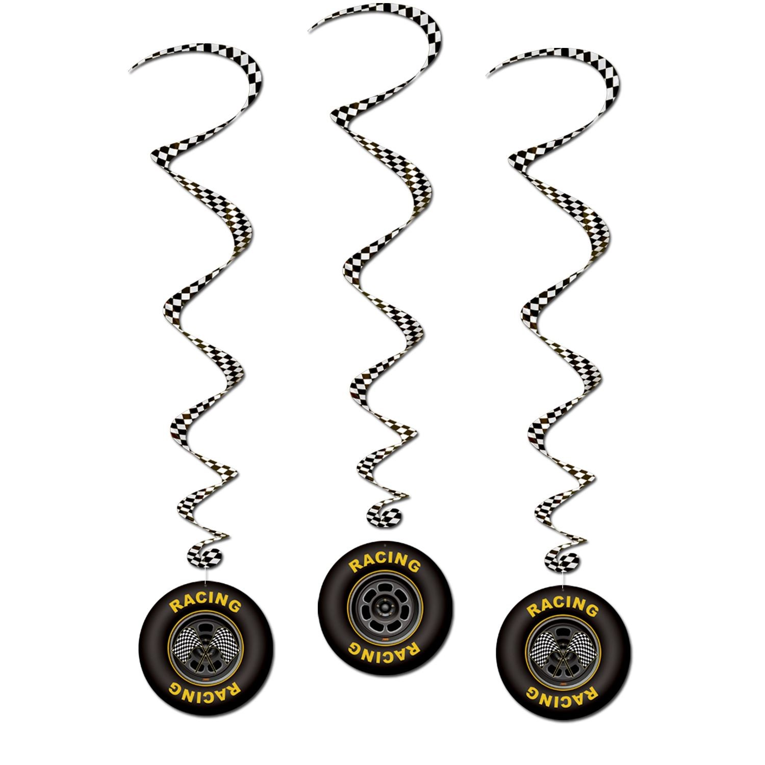 Beistle Race Car Whirls 3-Pack - Racing Party Decorations