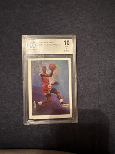 1990-91 NBA Hoops Art Card Team Checklist Michael Jordan #358 PSA 10 GEM MT HOF