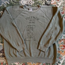 Wild Donkey Vintage Snoopy Vietnam War Military Green Crewneck Size Large Rare