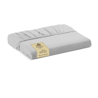 Linen Home Classic 100% Cotton Percale Fitted Sheet Queen Size, 1 Piece, Soft Co