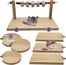 7 Pcs Chinchilla Ledges Wood Sets, Hamster Wooden Stand Platform with Lava
