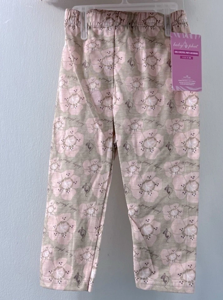 Conjunto de 3 piezas Baby Phat Infantil Niñas Talla 6-9 Meses Avena y Rosa Floral Foto 3 de 4