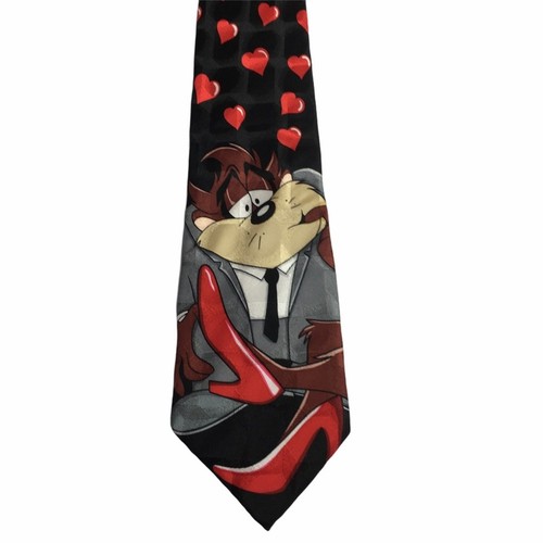 Looney Tunes Tasmanischer Teufel Krawatte schwarz kirschrot Liebe Herz Neuheit - Bild 2 von 8