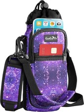 Water Bottle Holder with Strap Crossbody Hydration Carrier Bag with Phone Pocket