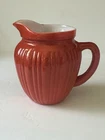 Hazel Atlas Moderntone Platonite Orange Ribbed Milk Glass Creamer MCM Vintage