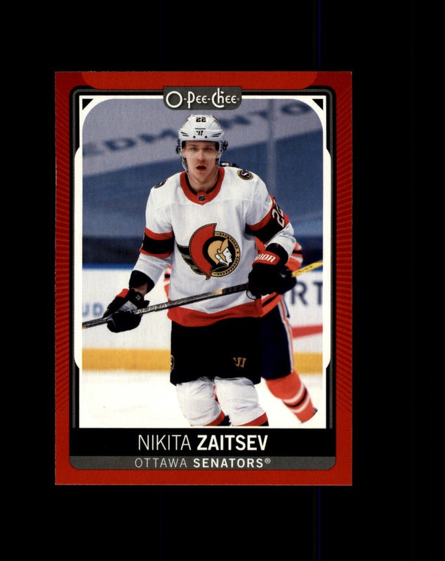 #304 Nikita Zaitsev Ottawa Senators 2021-22 O-Pee-Chee Red Border Parallel SP