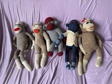 Vintage Sock Monkey Handmade Lot Of 5