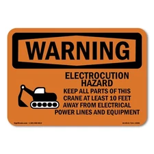 Electrocution Hazard Crane ANSI Warning Sign Metal Plastic Decal
