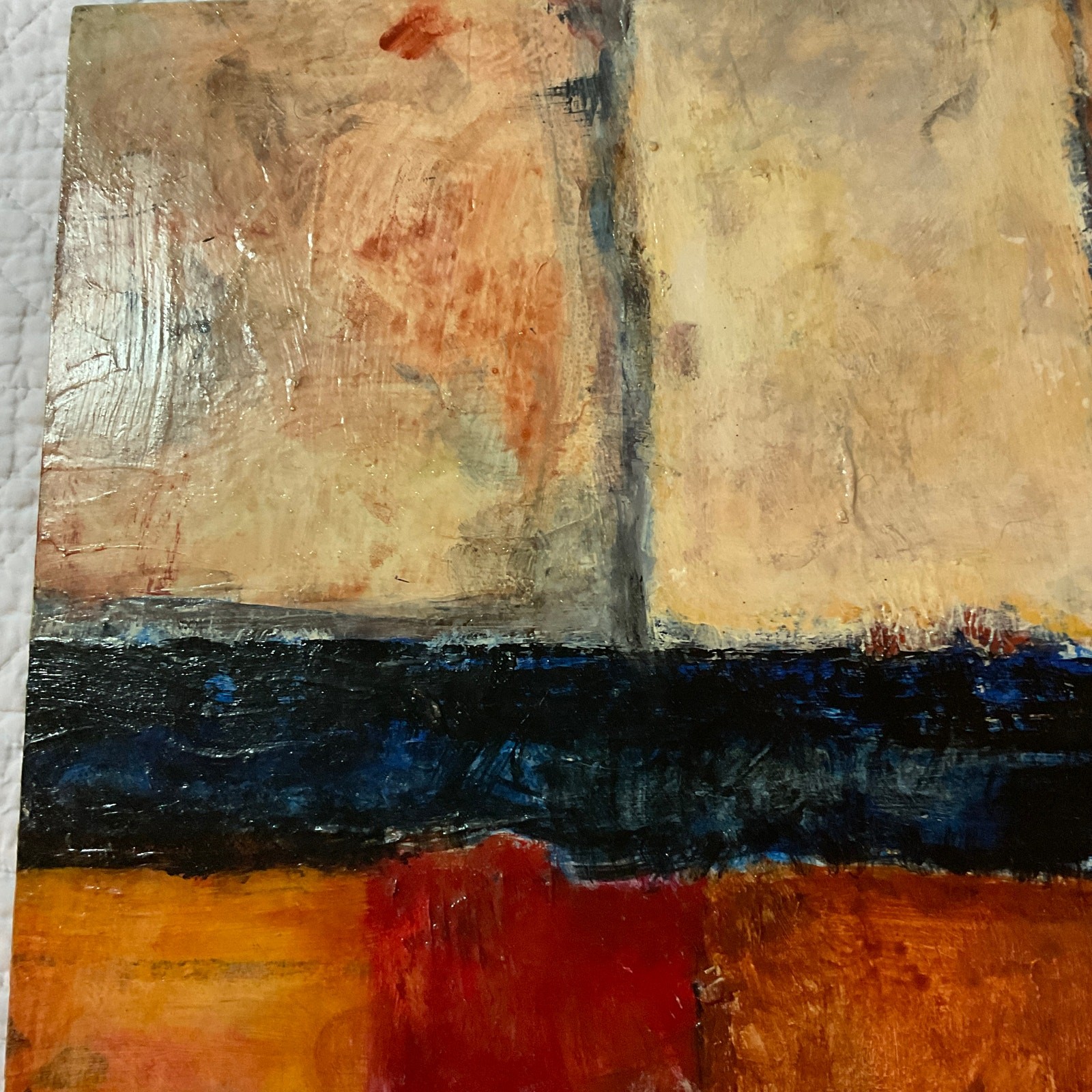 Modernist abstract oil painting camp painted Santa Monica pier