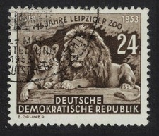 GDR Lions 75th Anniversary of Leipzig Zoo 1953 CTO SG#E145 MI#397