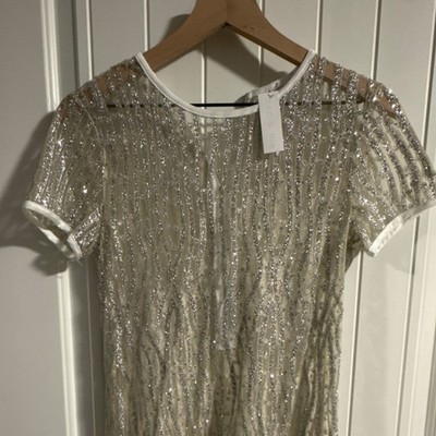 silver sequin short sleeve dress Dolce & Gabbana