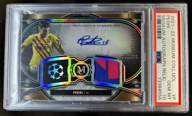 2021 Topps Museum Collection UEFA Pedri Jersey Auto #/250 Barcelona PSA 10