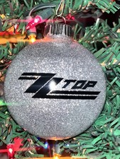 Handmade ZZTop Themed Silver Christmas Ornament Shatterproof Disc NEW RocknRoll