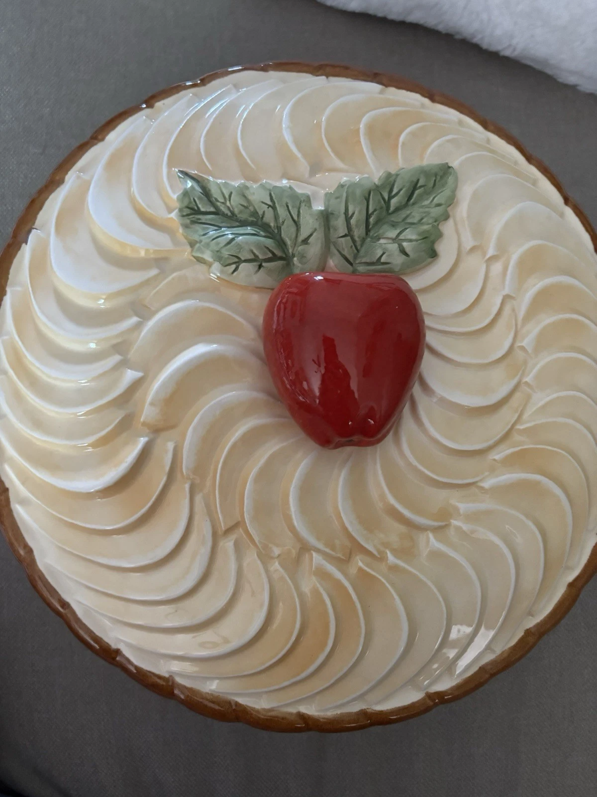 Vintage Apple Pie Dish and Lid by A. Santos Portugal