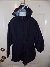 Lands End Blue Zipper Front Nylon Hooded Jacket Size 7/8 Kids EUC
