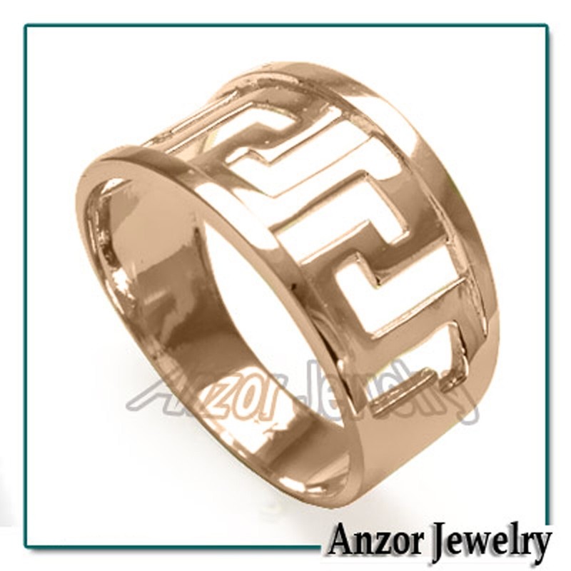 Men's 14k Solid Rose Gold Greek Key Ring 6 to 12 #R2228