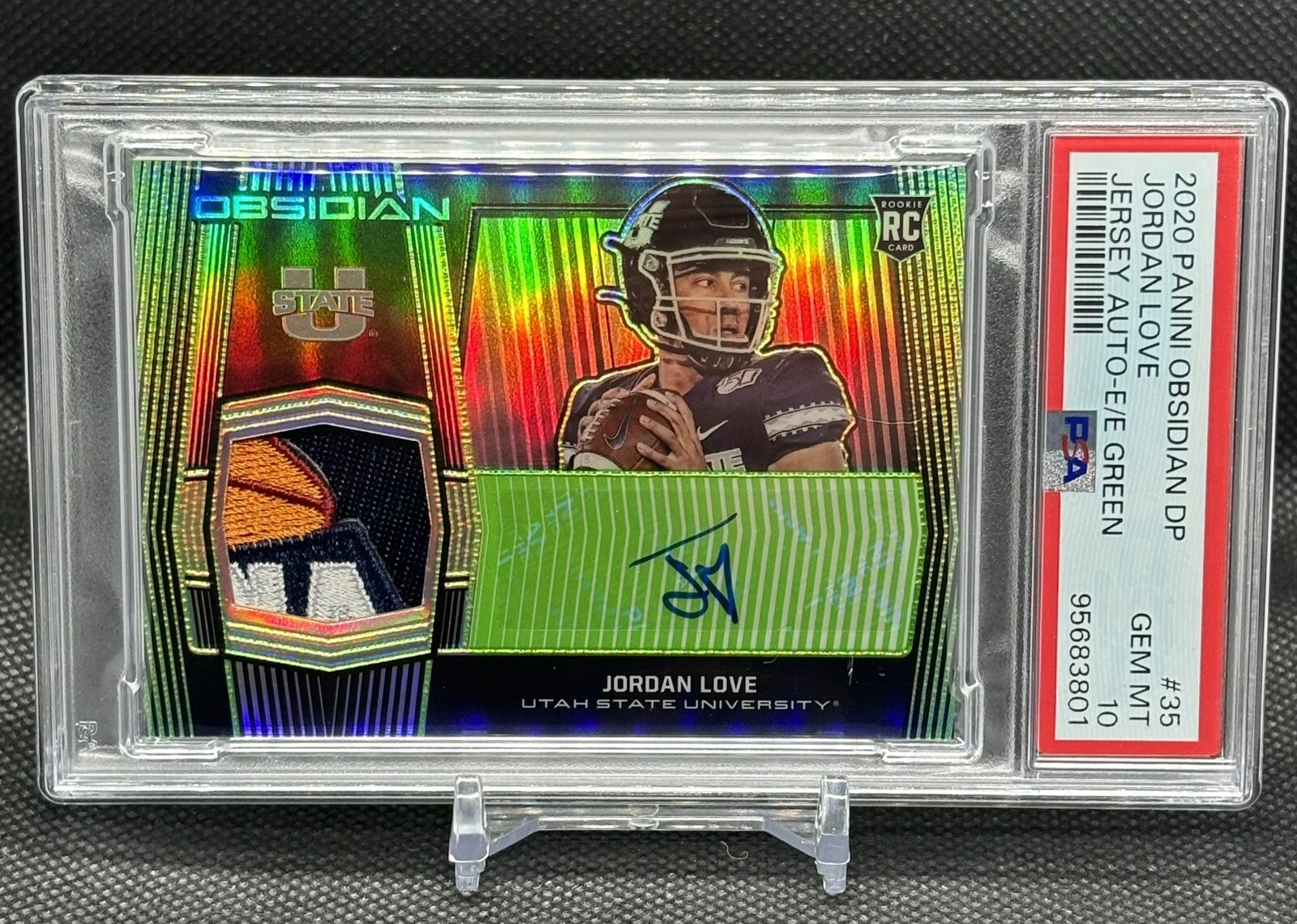 Jordan Love Panini Obsidian Draft Picks Jersey Autographs #35 Electric Etch Green
