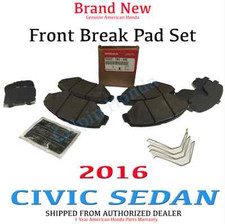 2016 HONDA CIVIC 4-DOOR SEDAN OEM FRONT BRAKE PAD SET  45022-TBA-A00