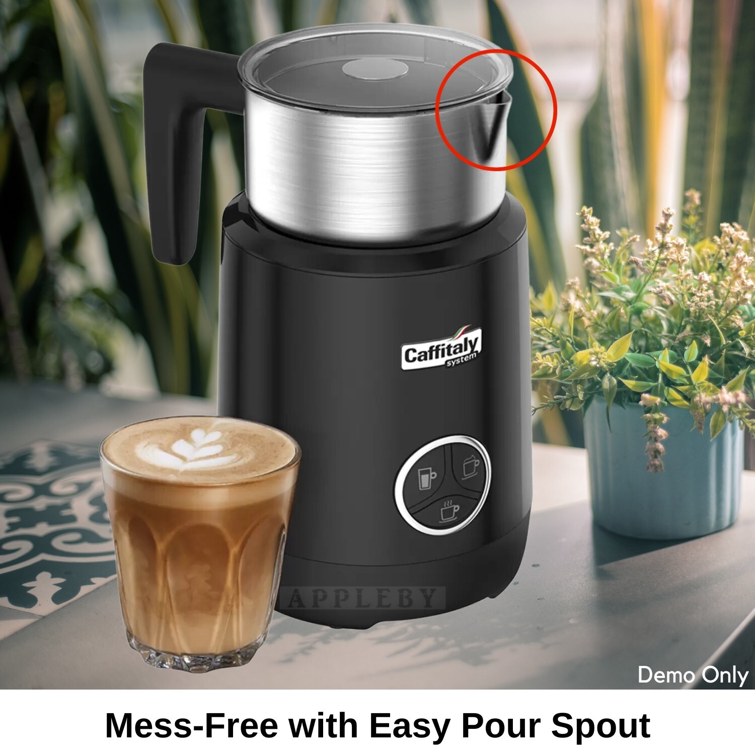 Grinders Caffitaly Induction Milk Frother Black Electric Frothing Jug