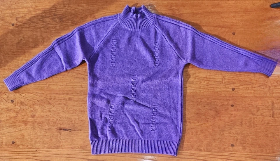 Nuevo Lote de 2 Suéteres de Punto Suave Mangas Largas Simulados Cuello Alto - Púrpura y Rojo Claro Foto 3 de 4