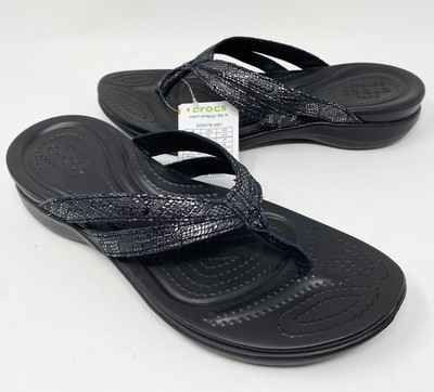 CROCS CAPRI STRAPPY FLIP FLOPS SANDALS WOMENS BLACK Womens Size 10 >> NEW | eBay