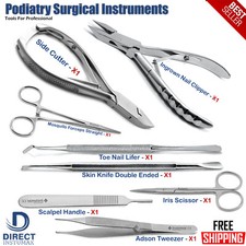 8-Pcs Podiatry Surgical Instruments Toenail Removing Clipper Cuticle Nipper