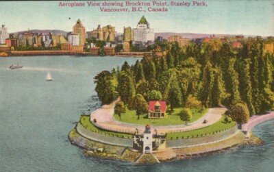 Aeroplane View of Brockton Point Stanley Park Vancouver B.C. Canada Postcard